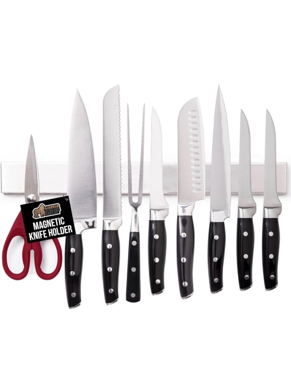NEW GORILLA GRIP 304 Stainless Steel Magnetic Knife Holder for Wall, 14 in